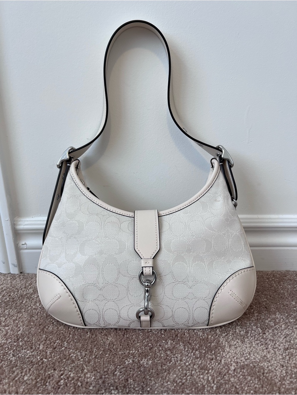 Coach Chalk Signature Jacquard Hampton Hobo Bag